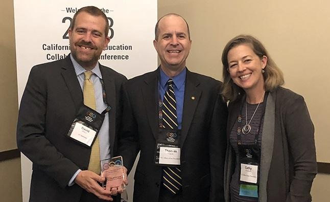 Photo: David Wilson; Thomas Trappler (author); Cathy O'Sullivan, chief of staff to the chief operating officer, UC Office of the President.