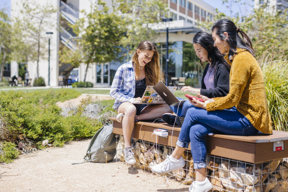 students studying on UCSD's campus