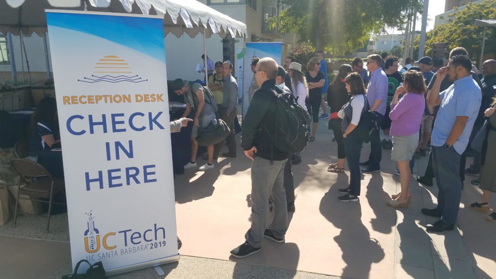 UC IT staff wait in line to register for UCTech 2019