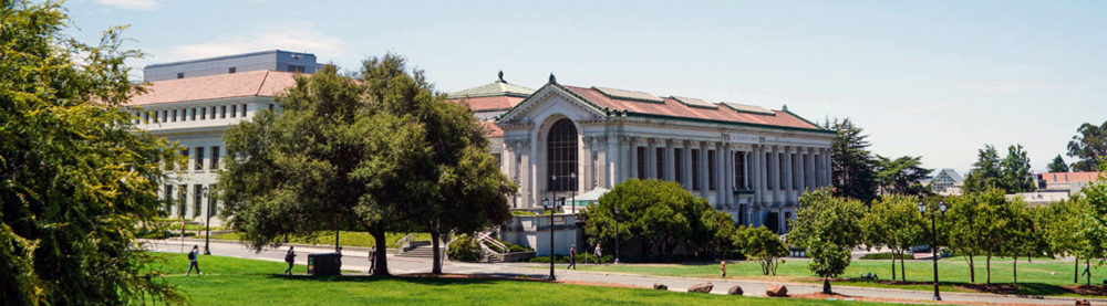 Doe Library and The Bancroft Library on the UC Berkeley campus were photographed on Aug. 9, 2019. (Photo by Violet Carter for the UC Berkeley Library)