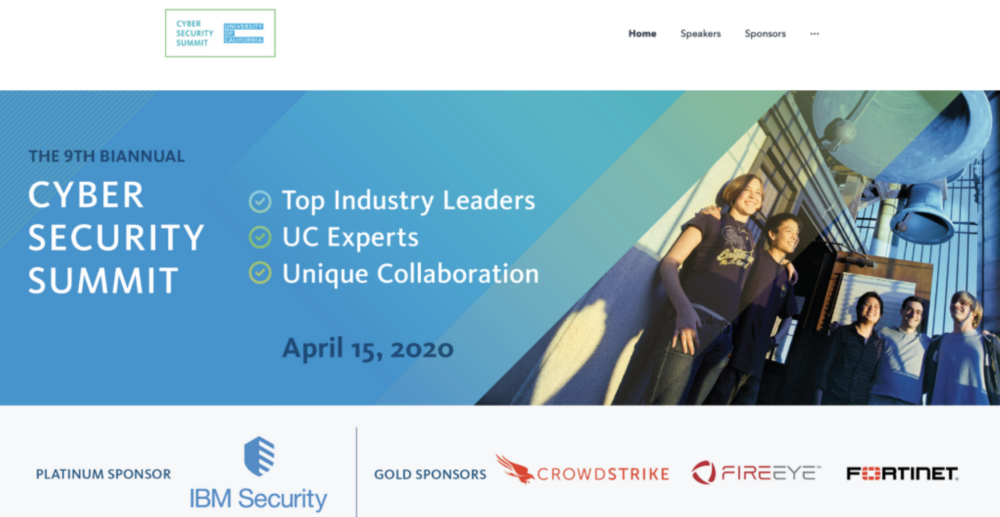 Screenshot from UC Cyber Security Summit website