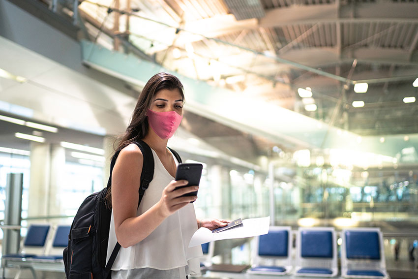 Masked woman in airport