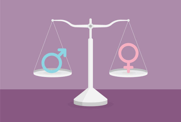 male and female genders on opposites sides of a scale