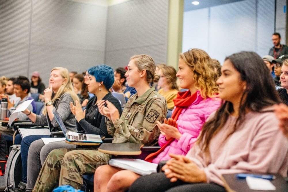 students sitting in a lecture hall