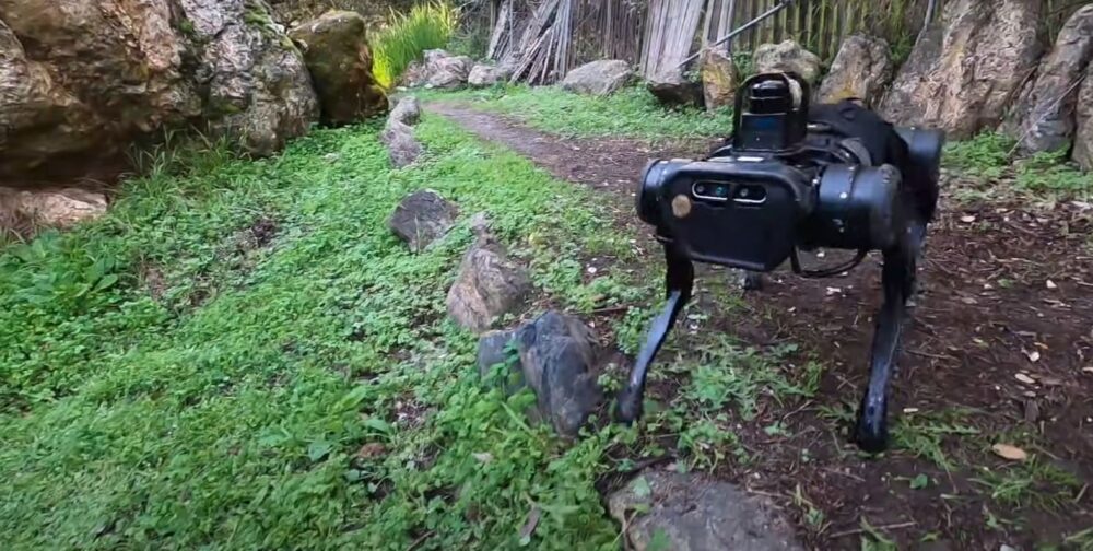 An AI Robot navigates tough terrain