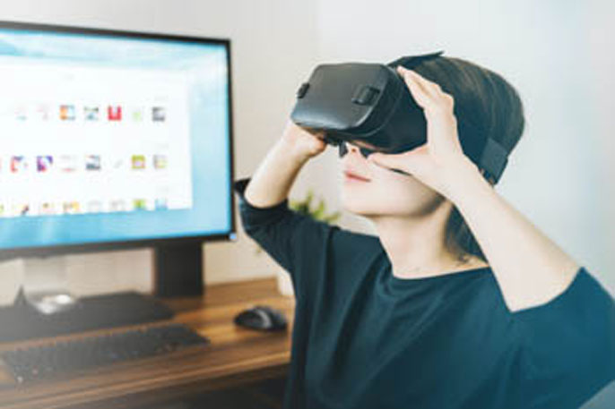 A child wearing a virtual reality headset