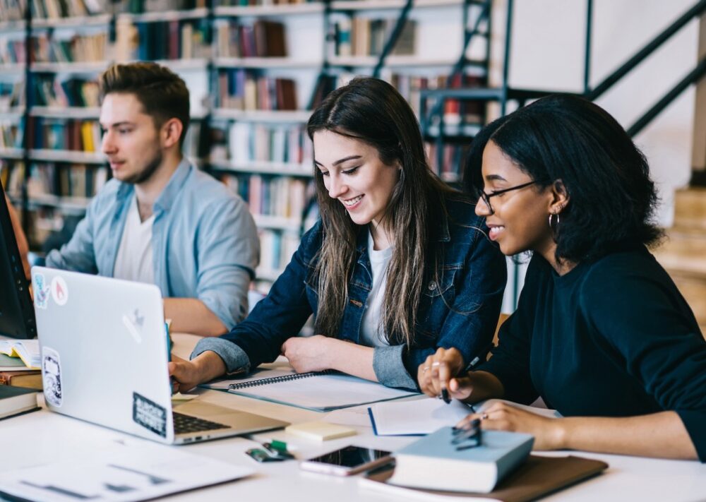 Students using computers