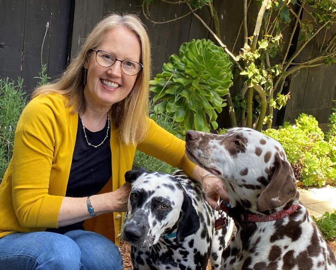 Yvonne Tevis with two dogs