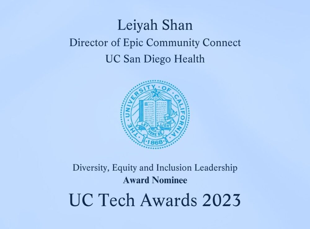 Leiya Shan UC Tech Awards Nomination Certificate