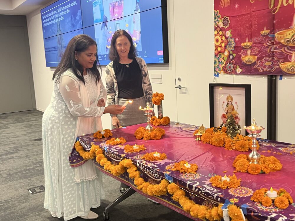 Pratima Reddy lighting the Diya lamps