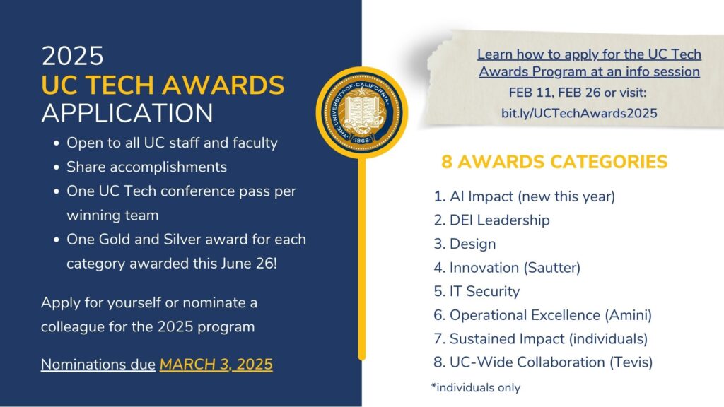 UC Tech Awards banner with a summary of info in this article