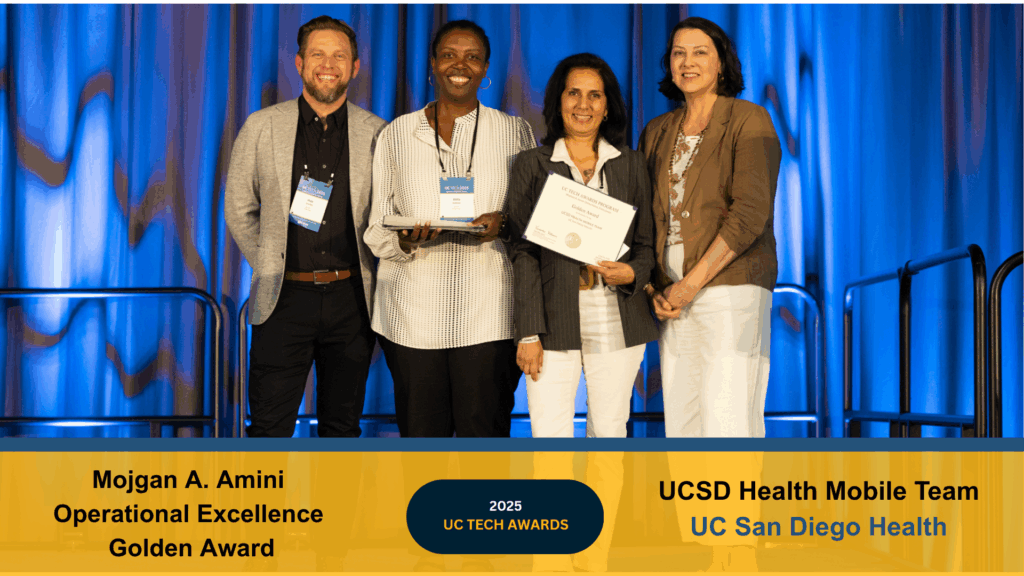 The UC San Diego Health Mobile Team earned the Golden Operational Excellence Award for transforming the mobile app experience. Click to learn more.