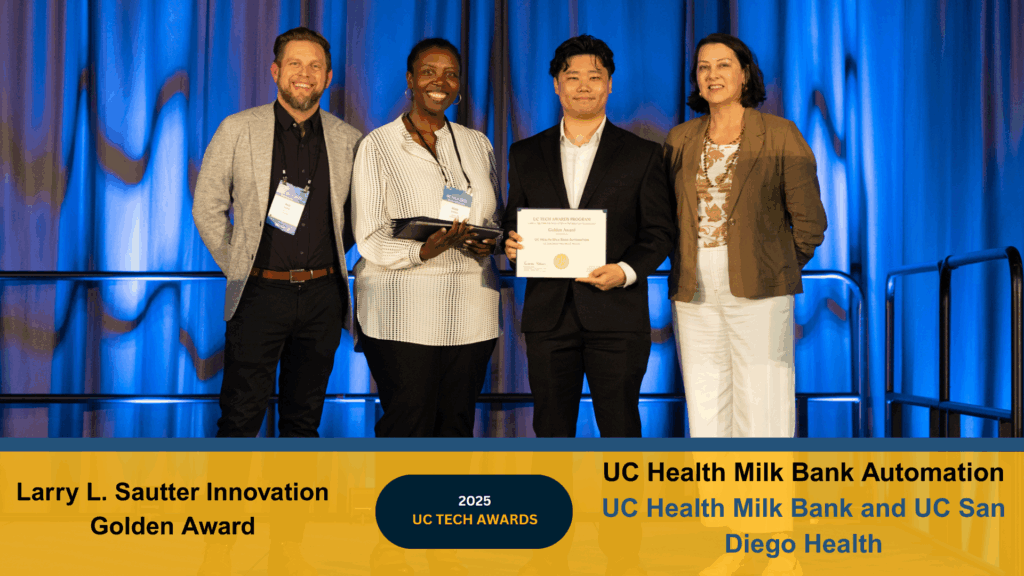 UC Health Milk Bank Automation from UC San Diego Health received the Golden Award for Innovation in Information Technology. Click to view the full article.

