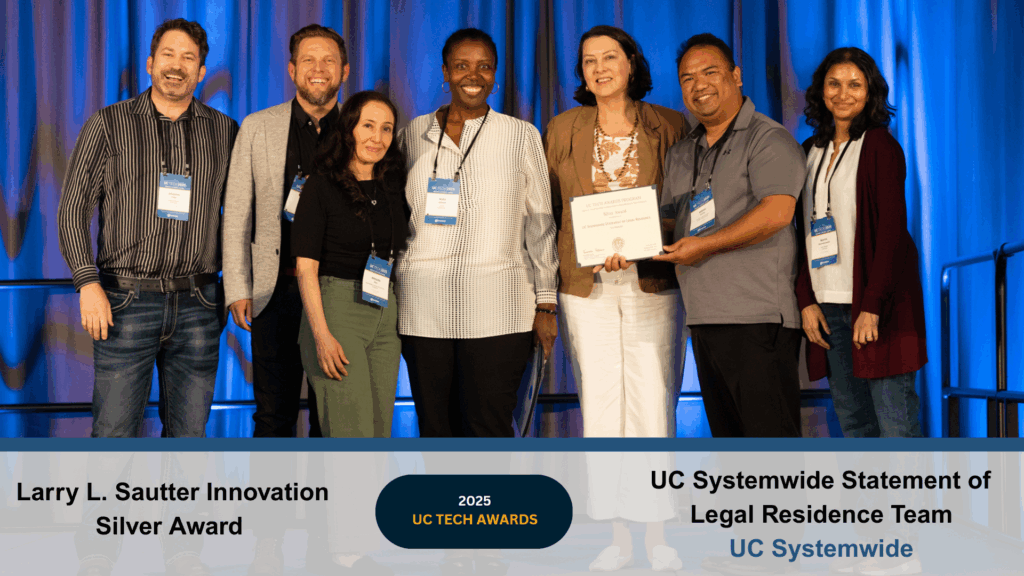 UC Systemwide Statement of Legal Residence received the Silver Award for Innovation in Information Technology. Click to read more.