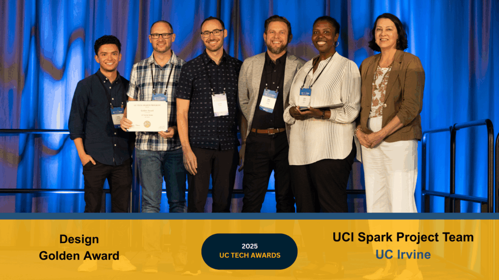 UC Irvine Spark from UC Irvine received the Golden Design Award for user-centered student success innovation. Click to explore the story.