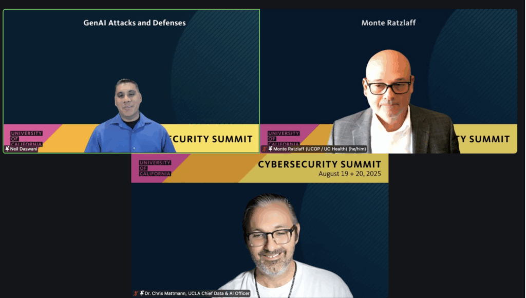 Neil Daswani, Chris Mattmann and Monte Ratzlaff at Summit