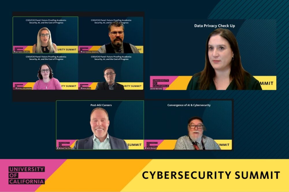 Various speakers on Zoom at the 2025 Cybersecurity Summit