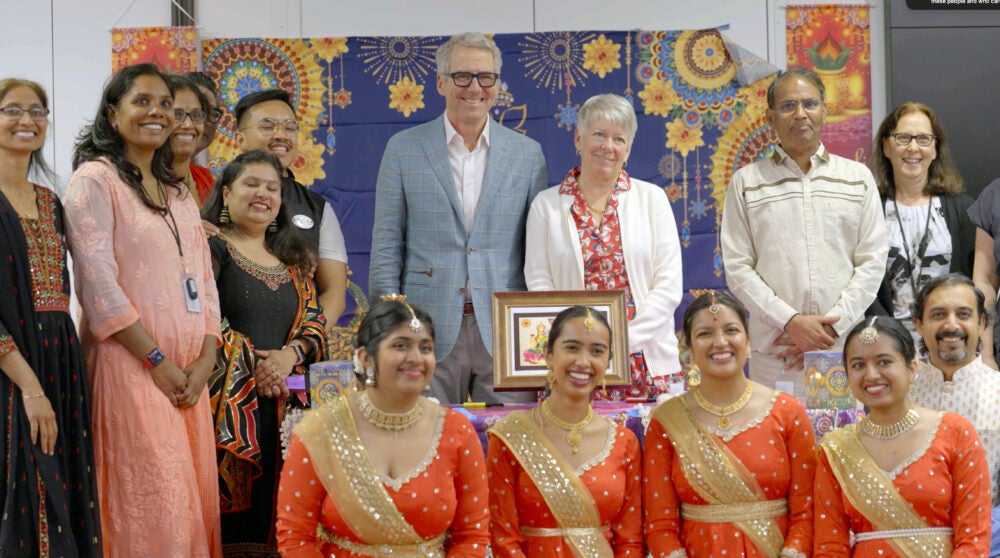 President Milliken, Nana Smith, and some members of the Diwali planning committee and guests
