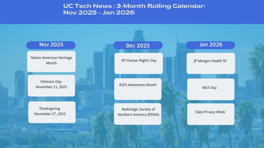 3-month rolling calendar with events noted for the next 3 months