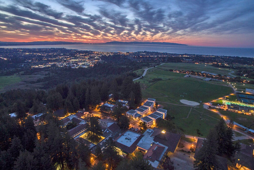 uc santa cruz at dusk from the sky