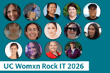 Womxn Rock IT blog header with photos of 14 UC IT professionals included in article