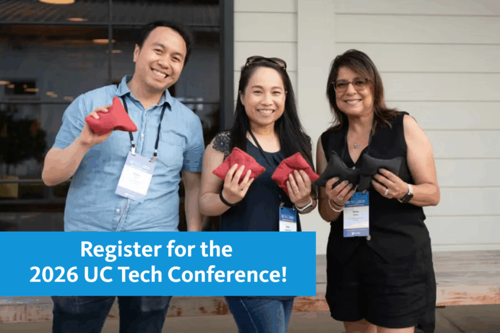 text: Register UC Tech Conference with image of 2025 UC Tech Conference participants