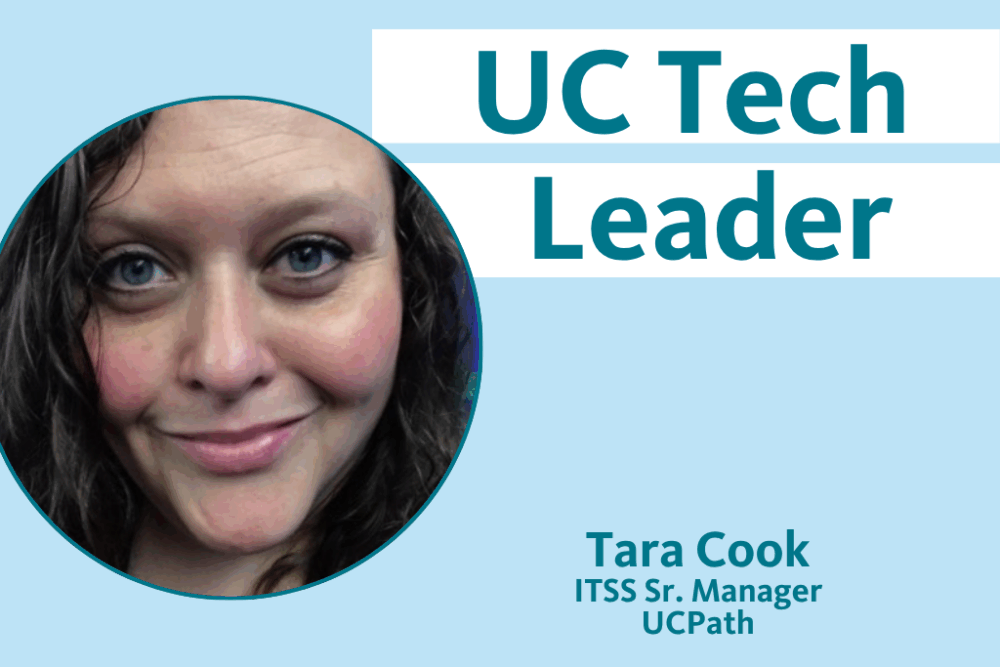 UC Tech Leader Tara Cook with photo of Tara