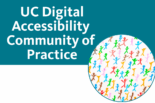 UC Digital Accessibility Community of Practice with colorful stick figures in a circle frame