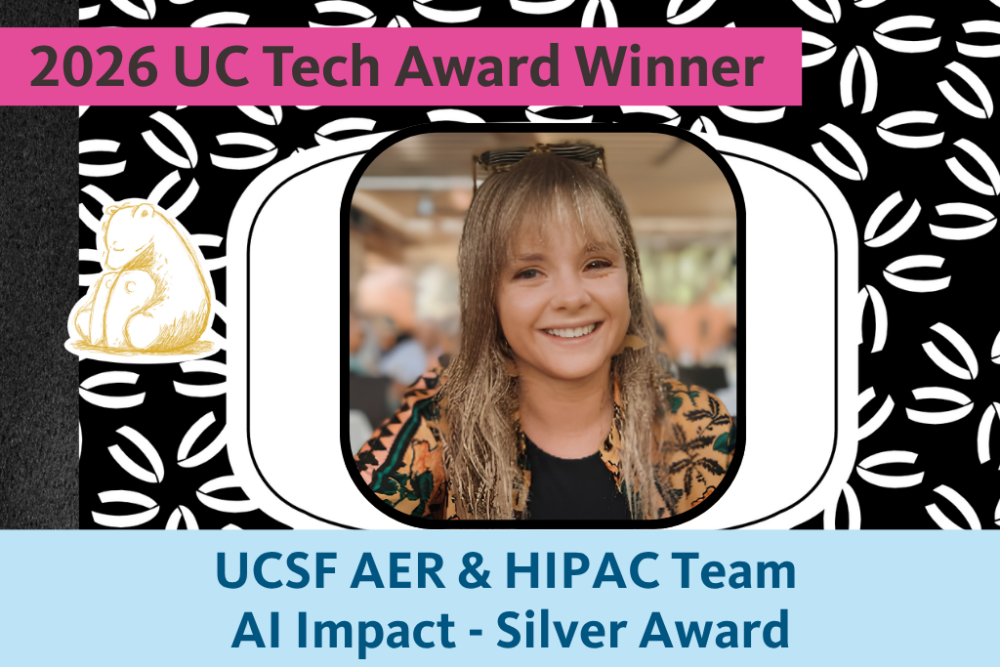 Headshot of Alina Goncharova, representing the UCSF AER and HIPAC team, recipient of the Silver AI Impact Award at the 2026 UC Tech Awards.