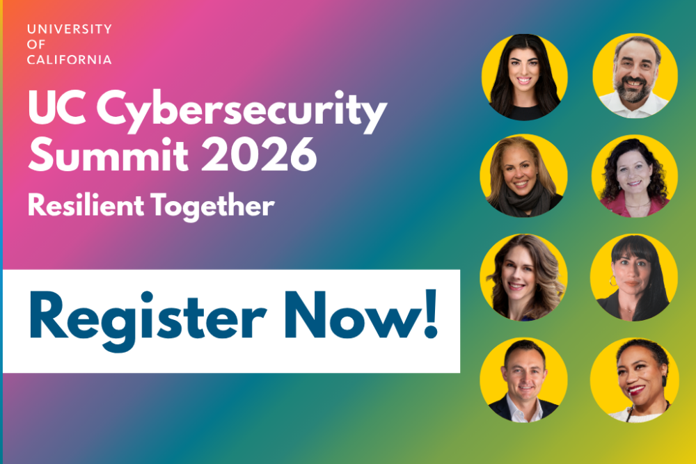 UC Cybersecurity Summit 2026 Registration Open with images of the speakers in small yellow speakers