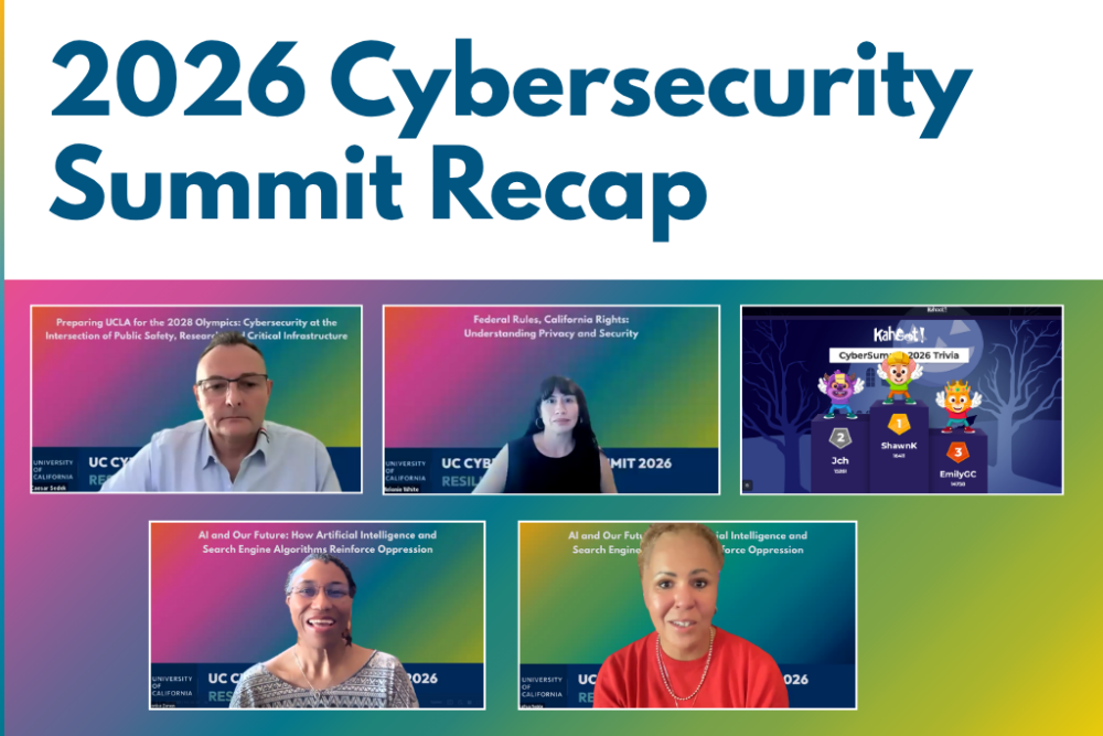 2026 Cybersecurity Summit Recap with images of speakers Caesar Sedek, Melonie White, Dr. Safiya Noble, Ronise Zenon, Kerry Tomlinson