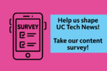 Take our content survey with an illustration of survey mockup