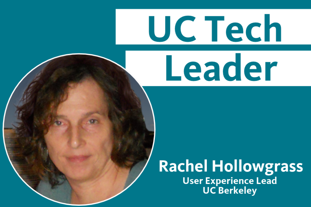 UC Tech Leader with image of Rachel Hollowgrass, UX Lead, UCB